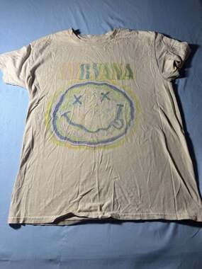 Nirvana Scribble Happy Face White T-Shirt